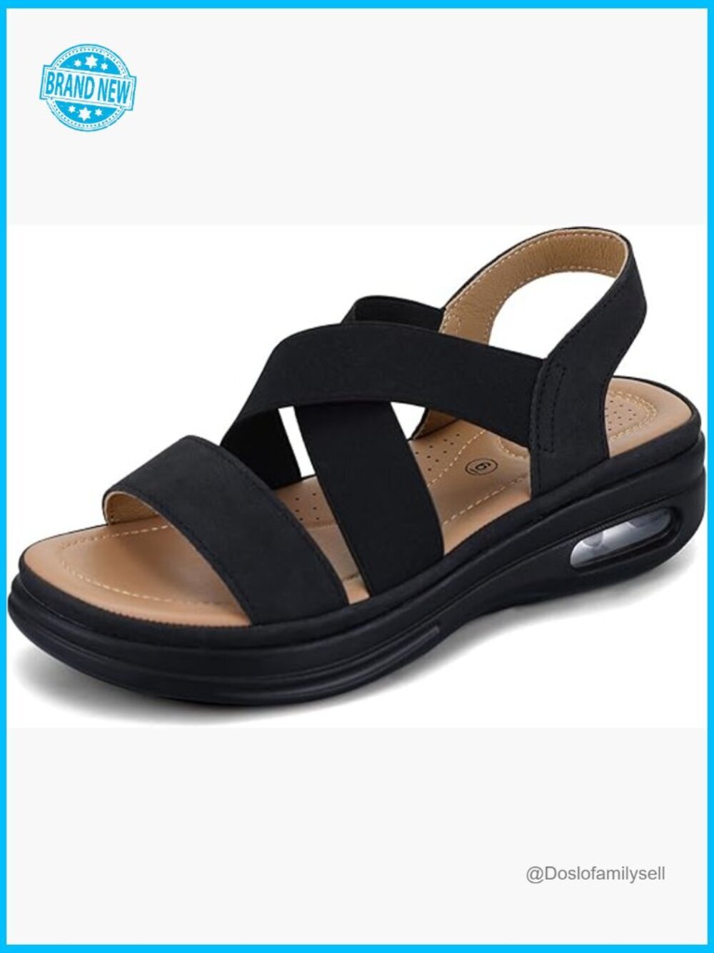 Comfortable Walking Sandals Air Cushion Sport Slingback Elastic Band Platform